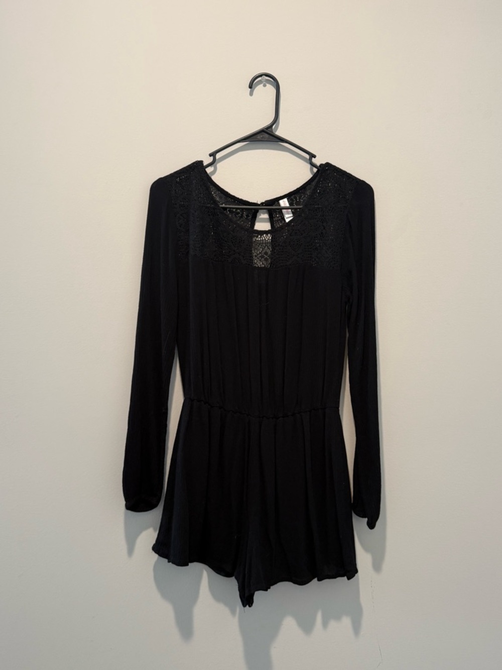 Xhilaration Black Open-Knit Lace Romper